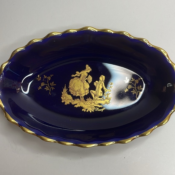 Porcelaine (Porcelain) Imperial Limoges Cobalt Blue Trinket Tray - Picture 4 of 9